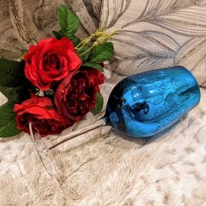 Set of 4 Blue Patterned Wine Glasses